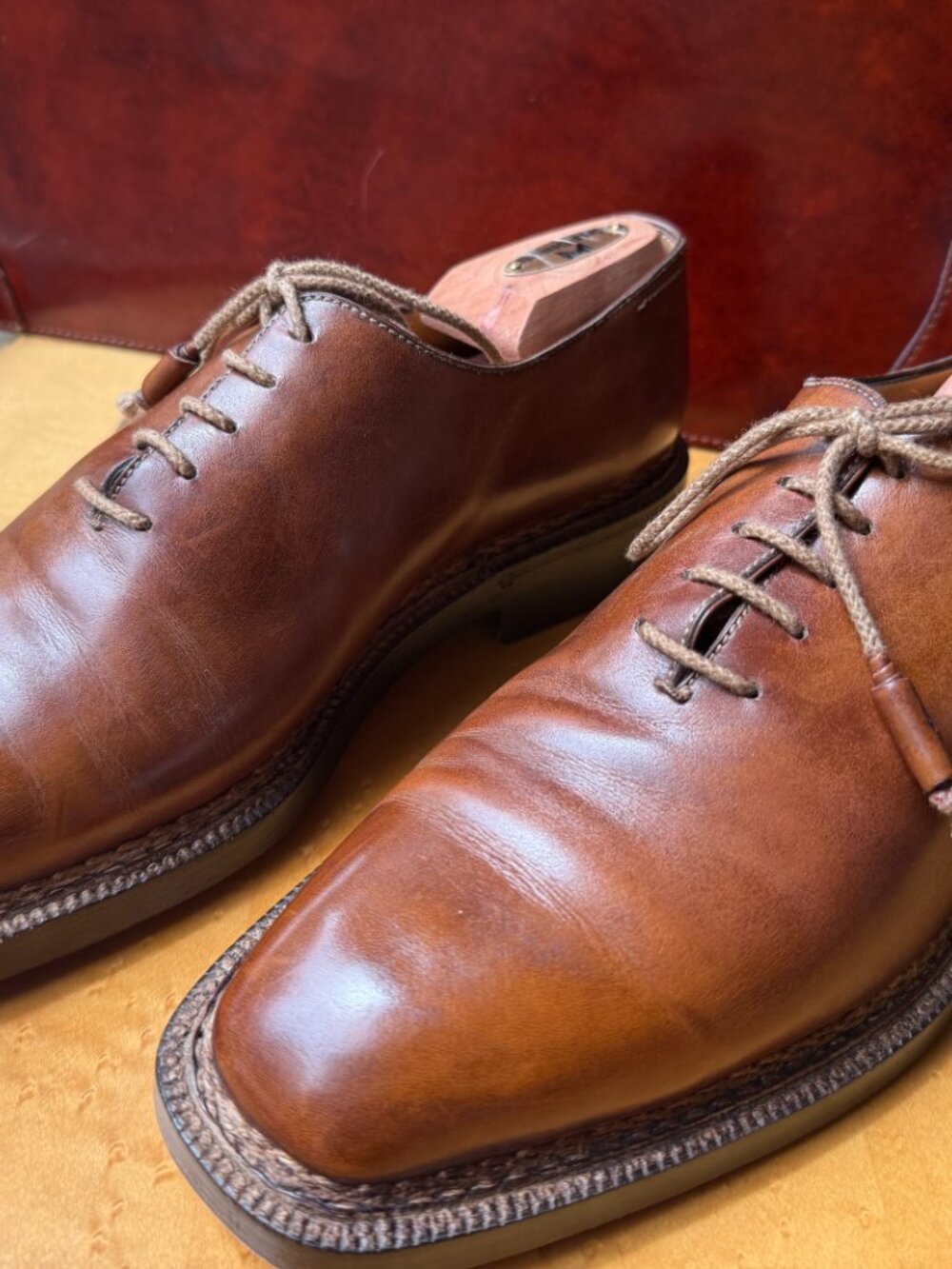StefanoBi (for Domenico Vacca) Men's Italian Men's Shoes, Size 9.5, Cognac color - Picture 10 of 14